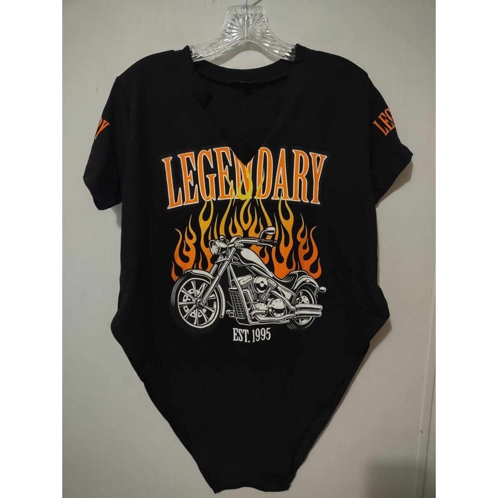 Ruby & Lace | Black Motorcycle Tee Woman's Size M